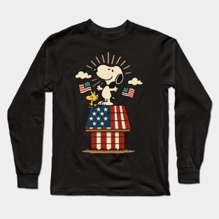 Peanuts - Snoopy And Woodstock USA Wood House Long Sleeve T-Shirt